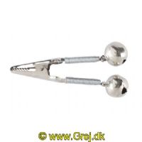 4005652182575 - Metal klokke holder for stangspids med klemme og dobbelt klokke - Længde:9cm. - 001 1980 003