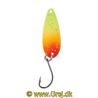 4005652821627 - Pro Staff Series Swindler Spoon - 30mm. - Vægt:2.3g. - Farve:Gul/orange/rød glimmer, UV - 001 6067 210<br>With a tumbling run for more passive trouts. Can be guided extremely slow. Top in the cold season.