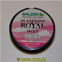 4005652831893 - Platinum Royal ørred line - Rullekapacitet:150M. - Brudstyrke:7kg. - Farve:Pink - 001 2098 025
