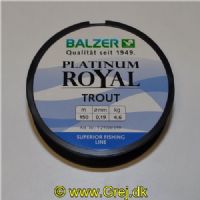 4005652831930 - Platinum Royal ørred line - Rullekapacitet:150M. - Brudstyrke:4.6kg. - Farve:Blå - 001 2100 019