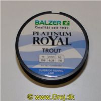 4005652831954 - Platinum Royal ørred line - Rullekapacitet:150M. - Brudstyrke:7kg. - Farve:Blå - 001 2100 025
