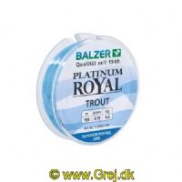 4005652837413 - Platinum Royal ørred line - Rullekapacitet:150M. - Brudstyrke:3.3kg. - Farve:Blå - 001 2100 016