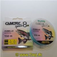 4005652859569 - Camtec Speci 8x fletline - Rullekapacitet:150M - 0,06mm -Brudstyrke:4kg. - Farve:Blå - Variant:Trout