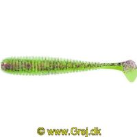4005652861470 - Shirasu Street Worm Paddler - 50mm. - Vægt:1.5g. - Farve:Purple/Chartreuse - Baittype:Synkende - Smag/duft:Blæksprutte 
