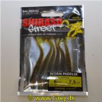 4005652861500 - Shirasu Street Worm Paddler - 75mm. - Vægt:2g. - Farve:Green Pumpkin - Baittype:Synkende - Smag/duft:Blæksprutte - 001 