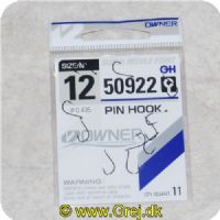4953873059100 - Owner 50922  Pin Hook med øje - enkeltkroge - 11 stk - meget skarpe - Str. 12