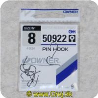 4953873059124 - Owner 50922 Pin Hook med øje - enkeltkroge - 9 stk - meget skarpe - Str. 8