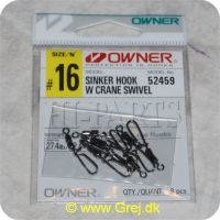 4953873089022 - Owner Sinker Hook w. Crane Swirvel - Styrke: 27.4 lb/12.4 kg