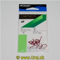 4953873095511 - Owner Super Needle Point - SSW Red Finish - Model: 5115-053 - Enkeltkroge - 10 stk - Str. 6