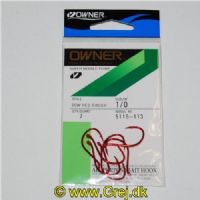 4953873095559 - Owner Super Needle Point - SSW Red Finish - Model: 5115-113 - Enkeltkroge - 7 stk - Str. 1/0