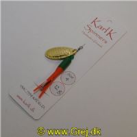496321412 - Karl K Spinners - Put and Take - 12g - Str. 4 - Grøn/Orange gummi (Gulerodsfarvet) og guld blad