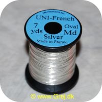 5704041100624 - UNI French Oval # M - Silver - 7 yards - Ekstra stærk overfladebehandlet tinsel