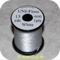 5704041101263 - UNI Floss - Hvid - 15 yards - 600 1ply - Stærk og skinnende floss