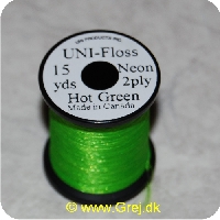 5704041101461 - UNI-Neon Floss - Hot Grøn - 15 yards - Neon 2ply