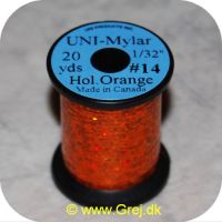 5704041101560 - UNI Mylar Flat Tinsel Holo Orange - 20  yards - # 14 - Ekstra stærk tinsel