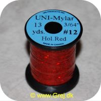 5704041101652 - UNI Mylar Flat Tinsel Holo Rød - 13  yards - # 12 - Ekstra stærk tinsel