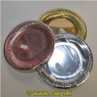 5704777051566 - Kobber, Sølv eller guldfarvet paptallerken pakke - Rund - 18cm - 6 stk.