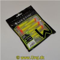 5707549493083 - Westin Greedy Worm - Floating - 8 stk - 5,5cm - Orange/Yellow (Orange/Gul) - Duft: Banana (Banan)