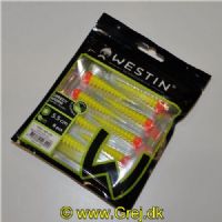 5707549493090 - Westin Greedy Worm - Floating - 8 stk - 5,5cm - Orange/Yellow - Duft: Garlic/Cheese (Hvidløg/Ost)