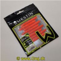 5707549494004 - Westin Nightcrawler - Floating - 8 stk - 7,5cm - Orange - Duft: Garlic/Cheese (Hvidløg/Ost)