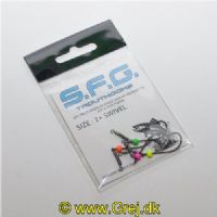 5740028802563 - TroutHooks - Triple Rolling Swivel med enkeltkrog str. 2 på med tungstenhoved på 0,85g - Pak: 4 stk.