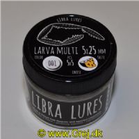 5905054006020 - Libra Lures - Model: Larva Multi 25 - 5*5 stk. - Duft: Ost - Farve: 001 (Hvid)