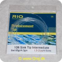 730884201766 - Rio Intermediate Sink Tip - 3m -6wt - 4,2g - 3,81-5,08cm/s - Klar/klar loop