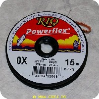 730884220088 - Rio Powerflex Tippet Forfang - 0X - 6.8kg - 27.4mEt stærkt monofil forfang. brud og knudestyrke er høj. det er elastiskPraktisk med spoler som kan sidde sammen og elastik som holder forfanget på plads. med tykkelse og brudstyrke angivet.
