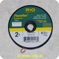 730884221184 - Rio Fluoroflex Freshwater tippet - 2X -0.22mm - 3.6kg - 27.4m - 100% fluor carbon - Klar - Ideel til trout. steelhead og salmon