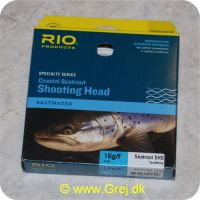 730884522519 - Rio Coastal Seatrout Shooting Head Saltwater - Klasse 6/7 - 16g/F - Teal/White