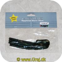 7392080923144 - Fladen Latex lures rippletail worm 19cm - Farve: Klar sort m/grønne nister