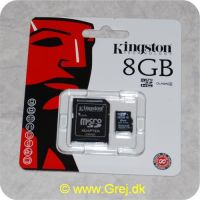 740617128147 - Kingston  - 8 GB - Micro SD HC - Med adapter
