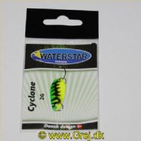 747191998081 - Waterstar - Cyclone - 2 gram - Forside: Green Tiger (grøn/gul/sort) - Bagside: Sort m/pink spot