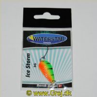 747191998166 - Waterstar - Ice Storm - 3 gram - Forside: Firetiger (grøn/orange) - Bagside: Plettet (orange/sort)