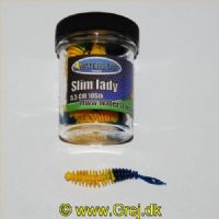 747191999200 - Waterstar - Rubber Baits - Model: Slim Lady - 5,5 cm - 10 stk. - Farve: Gul/Lyseblå - Smag: Banan