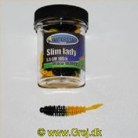 747191999248 - Waterstar - Rubber Baits - Model: Slim Lady - 5,5 cm - 10 stk. - Farve: Orange/Sort - Smag: Banan