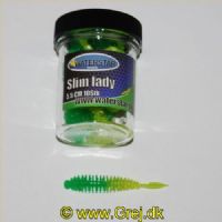 747191999323 - Waterstar - Rubber Baits - Model: Slim Lady - 5,5 cm - 10 stk. - Farve: Gul/Grøn - Smag: Banan