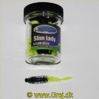 747191999361 - Waterstar - Rubber Baits - Model: Slim Lady - 5,5 cm - 10 stk. - Farve: Gul/Sort - Smag: Banan