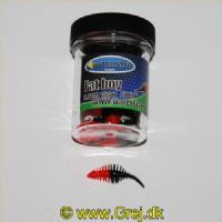 747191999682 - Waterstar - Baits - Model: Fat Boy junior - 3,5 cm - 10 stk. - Farve: Rød/Sort - Smag: Banan