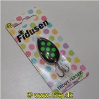 747902881565 - Fidusen - 2,8 gram - Forside: Sort m/Grønne prikker - Bagside:Sort/Grøn - Farvenavn: Black/Green dot