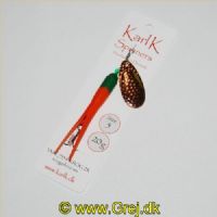 785321520 - Karl K Spinners - Skjern Å - 20g - Str. 5 - Grøn/Orange gummi (Guleroden) og Kobber blad