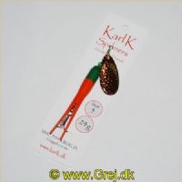 785321524 - Karl K Spinners - Skjern Å - 24g - Str. 5 - Grøn/Orange gummi (Guleroden) og Kobber blad