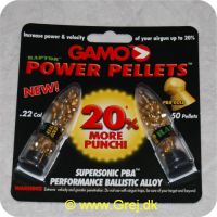 793676024783 - Gamo Power Pellets (20% mere slag) - 50 stk. - 5.5mm<BR>
Cal. .22<BR>
Increase power & velocity