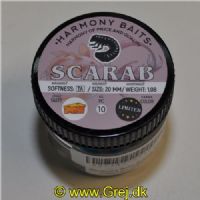 8271401003001 - Harmony Baits - Model: Scarab - 20mm - 10 stk. - Duft: Cheese/Ost - Farve: 003/001 (Lyseblå/Hvid)