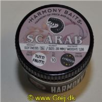 8271404003001 - Harmony Baits - Model: Scarab - 20mm - 10 stk. - Duft: Tutti Frutti - Farve: 003/001 (Lyseblå/Hvid)