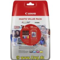 8714574631028 - Canon Pixma 551 Value Multipak - Sort - Rød - Gul - Blå - XL Blækpatroner + FOTO