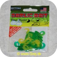 8716851249681 - Garlic Bait jighaler 2.5 cm - Curl Tail - 20 stk - Fluo grøn/gul
