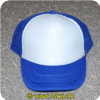 CAPBLAA - Blå cap med skum i det forreste samt rund solskygge og nylon net bagerst