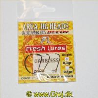 DECOY03 - Fresh Lures - Area Jig Heads - Krogstørrelse #6 - 0,3 gram - Decoy krog - Gold - 3 stk
