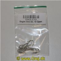 EAGLE10 - Eagleclaw str. 10 enkeltkrog Open i øjet så man selv kan monter den på feks. en swivel - Pak: 10 stk
